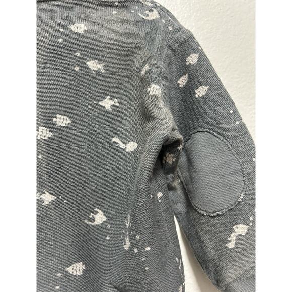 Rylee & Cru Gray Blue Fish Print Button Up Sweater Size 12-18 Months - Picture 4 of 6